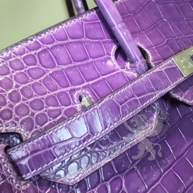 Hermes Birkin Crocodile Shiny Porosus 35cm Lavender