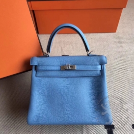 Hermes Kelly Togo 25cm 2T Blue Paradise