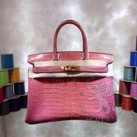 Hermes Birkin Crocodile Shiny Porosus 35cm Rose