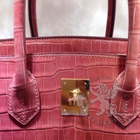 Hermes Birkin Crocodile Shiny Porosus 35cm Rose