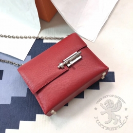 Hermes Verrou Epsom 19cm Rouge Casaque Q5