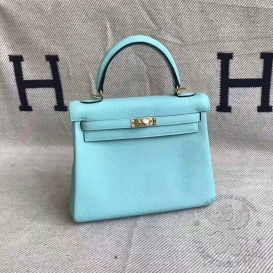 Hermes Kelly Togo 25cm 3P Blue Attol