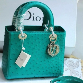 Dior Lady Dior 23cm Ostrich Green