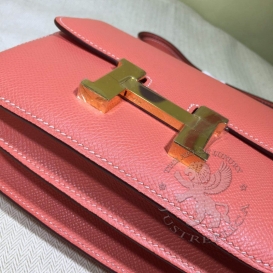 Hermes Constance Epsom 18cm Double Gusset Flamingo