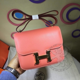 Hermes Constance Epsom 18cm Double Gusset Flamingo