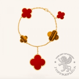 Van Cleef Arpels Bracelet Magic Alhambra 5 motifs Carnelian Tiger Eye
