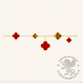 Van Cleef Arpels Bracelet Magic Alhambra 5 motifs Carnelian Tiger Eye