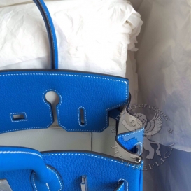 Hermes Birkin Togo 30cm Bi-color Blue-White