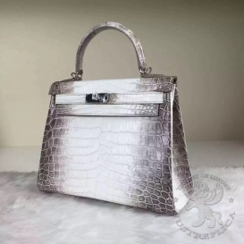 Hermes Kelly Crocodile Himalaya 28cm