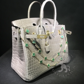 Hermes Birkin Crocodile Shiny Alligator 25cm Etoupe 18