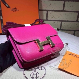 Hermes Constance Epsom 18cm Double Gusset Rose Tyrien