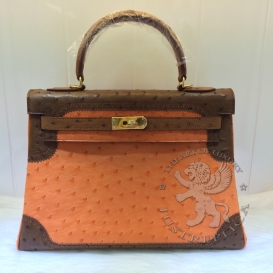 Hermes Kelly Ostrich 32cm Ghillies