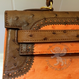 Hermes Kelly Ostrich 32cm Ghillies