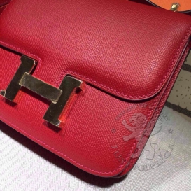 Hermes Constance Epsom 18cm Double Gusset Rouge Casaque