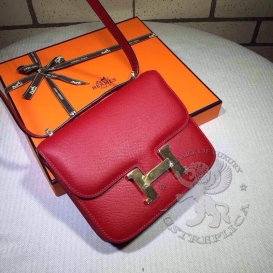 Hermes Constance Epsom 18cm Double Gusset Rouge Casaque