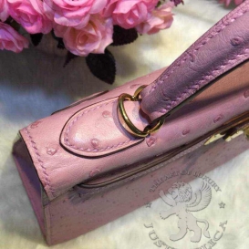 Hermes Kelly Ostrich 32cm Rose