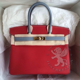 Hermes Birkin Togo 30cm Bi-color Red-Blue