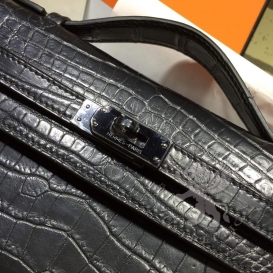 Hermes Kelly Pochette 22cm Crocodile Niloticus SoBlack