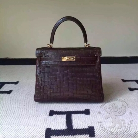 Hermes Kelly Crocodile Matte Niloticus 25cm Bordeaux