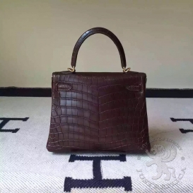 Hermes Kelly Crocodile Matte Niloticus 25cm Bordeaux