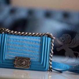 Chanel Boy Crocodile 20cm Blue