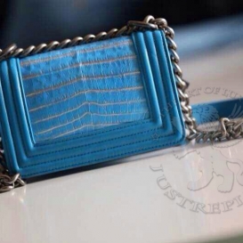 Chanel Boy Crocodile 20cm Blue