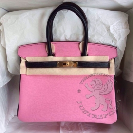 Hermes Birkin Togo 30cm Bi-color Rose-Black