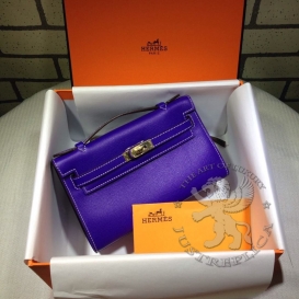 Hermes Kelly Pochette 22cm Epsom Blue