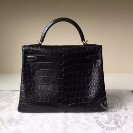 Hermes Kelly Crocodile Matte Niloticus 32cm Black