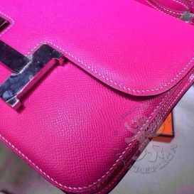 Hermes Constance Epsom 23cm Double Gusset Rose Tyrien