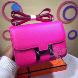 Hermes Constance Epsom 23cm Double Gusset Rose Tyrien