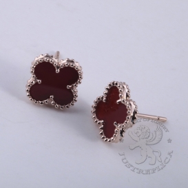 Van Cleef Arpels Earstuds Alhambra Carnelian 9mm