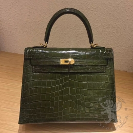 Hermes Kelly Crocodile Shiny Niloticus 25cm Canopee V6