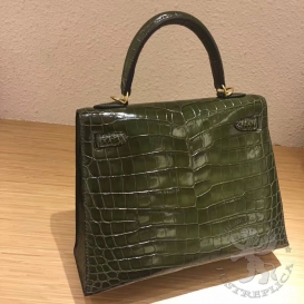 Hermes Kelly Crocodile Shiny Niloticus 25cm Canopee V6