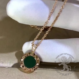 Bulgari Necklace 2sides green jade Diamonds
