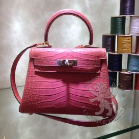 Hermes Kelly Crocodile Matte Niloticus 20cm T5 Rose Jaipur