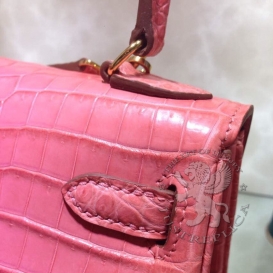 Hermes Kelly Crocodile Matte Niloticus 20cm T5 Rose Jaipur