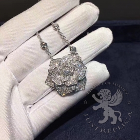 Piaget Necklace Rose Pendant Pave 115 diamonds