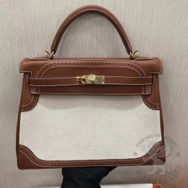 Hermes Kelly 32cm Ghillies Swift Canvas
