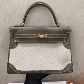 Hermes Kelly 32cm Ghillies Swift Canvas