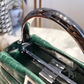 Fendi Peekaboo 23cm Crocodile Green Metal Handle