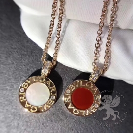 Bulgari Necklace 2sides MOP Carnelian Diamonds