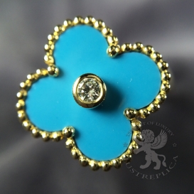 Van Cleef & Arpels Ring Vintage Alhambra Turquoise with diamond
