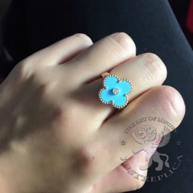 Van Cleef & Arpels Ring Vintage Alhambra Turquoise with diamond