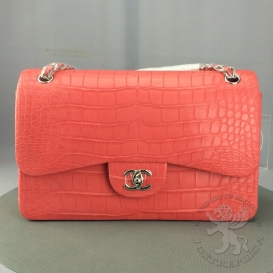 Chanel Classic Crocodile Jumbo 30.5cm Red