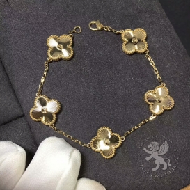 Van Cleef Arpels Bracelet Vintage Alhambra Guilloche 5 motifs