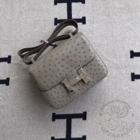 Hermes Constance Ostrich 23cm Etoupe 18