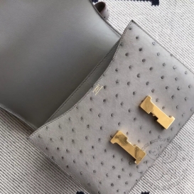 Hermes Constance Ostrich 23cm Etoupe 18