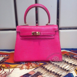 Hermes Kelly Lizard 20cm Pink