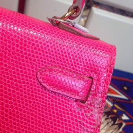 Hermes Kelly Lizard 20cm Pink